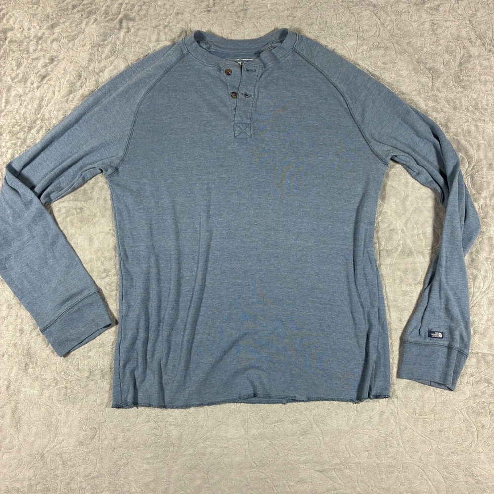 The North Face Mens Henley Long Sleeve Shirt Size M Blue